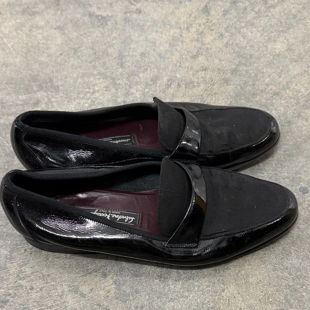 Salvatore Ferragamo Glossy Black Men's Slip-Ons